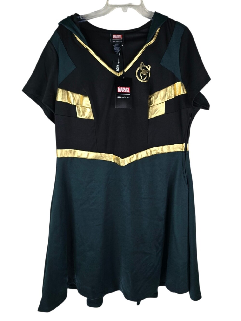 Marvel Her Universe Disney Loki Womens 2 2X Hooded Cosplay Midi Dress